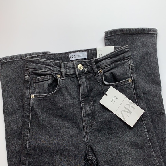 ZARA/ Split Skinny Jeans washed gray 2 NWT - Picture 5 of 7